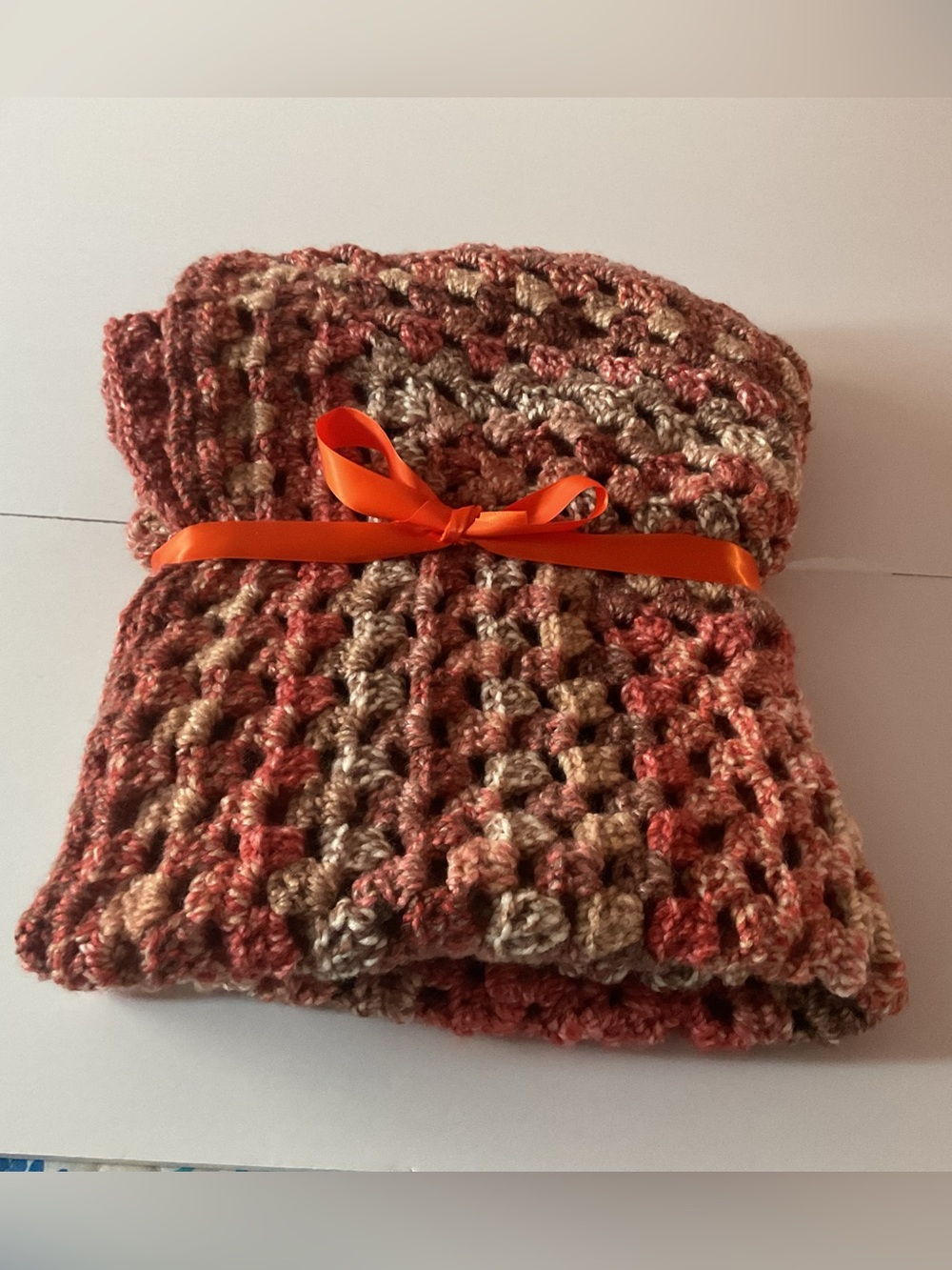 Handmade Multicolor Crochet Throw Blanket - Cozy Fall Tones